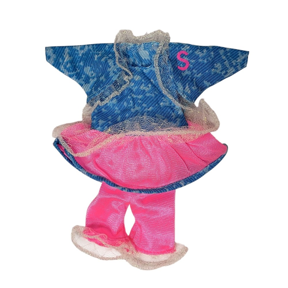 1993 Barbie's Feeling Fun Stacie Acid Washed Jacket, Skirt, & Pants Pink Ruffles
